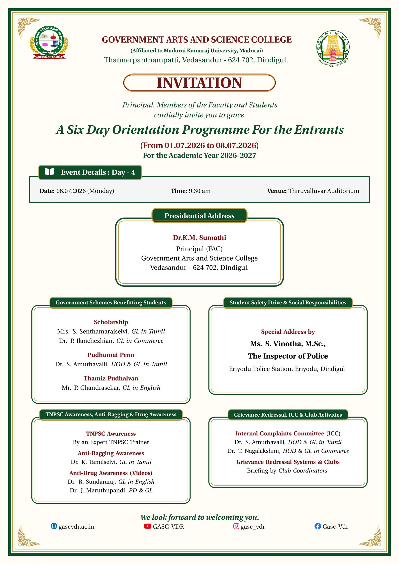 A Six Day Orientation Programme For the Freshers - Day 4