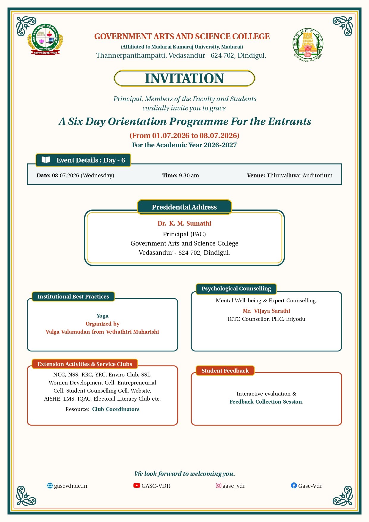 A Six Day Orientation Programme For the Freshers - Day 6